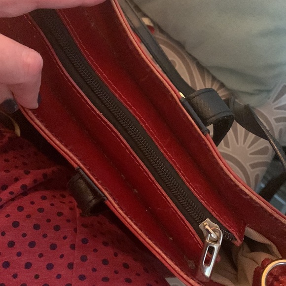 Italian Made Leather Satchel Bag Purse Deep Red! - Picture 6 of 6